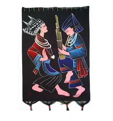 Guizhou Yunnan handmade Miao batik heavy color painting Dining room beef and mutton powder shop House Bed and breakfast inn Teahouse decoration painting