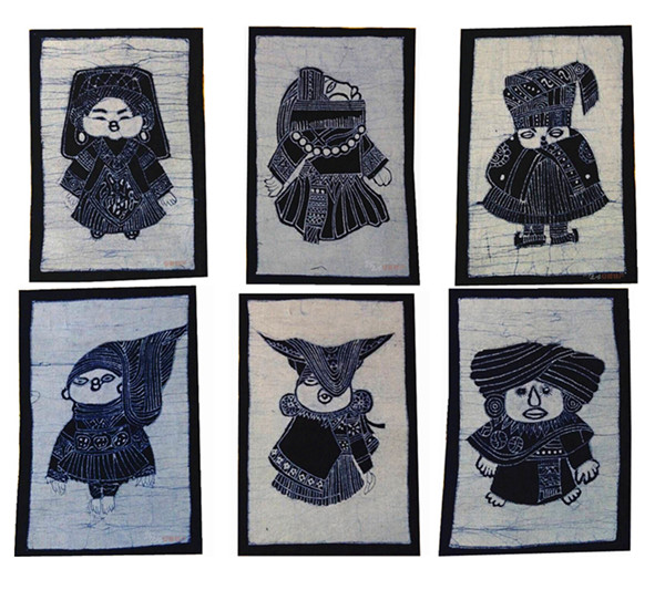 Guizhou Miao nationality batik painting national characteristic handicraft dining room tea house hotel kindergarten guest bedroom photo frame decoration