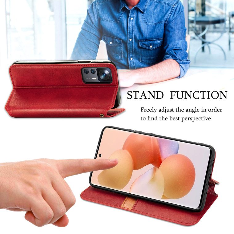 Wallets Folio Flip Blocks Embossed Synthetic Leather Card Holder Folding Stand K50, K50 Pro, K50 Ultra, 12T, 12T Pro Phone