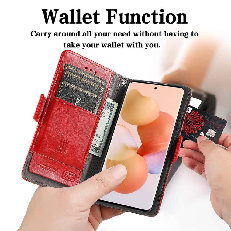 Wallets Folio Flip Two Tone Magnetic Synthetic Leather Card Holder Folding Stand K50, K50 Pro, K50 Ultra, 12T, 12T Pro Phone