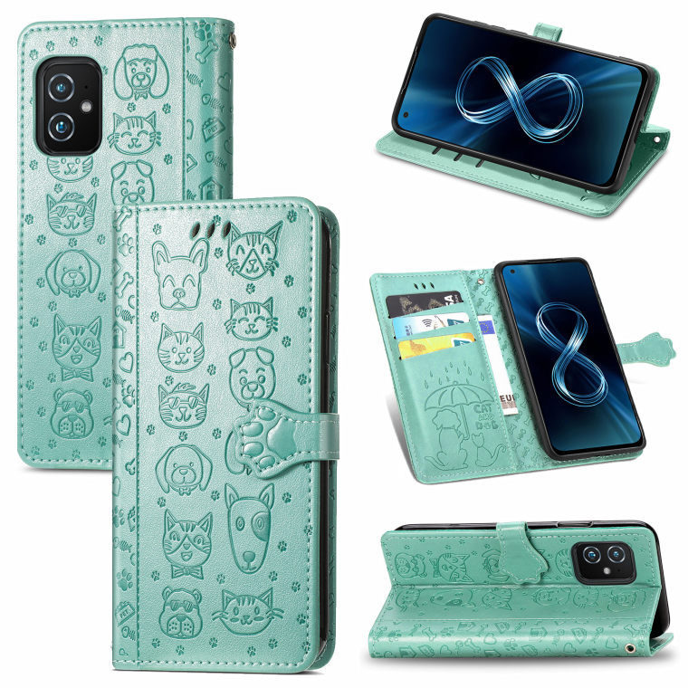 Girls ZenFone 9 ZS590KS Synthetic Leather Cartoon Wallets Folio Flip Soft Phone Case