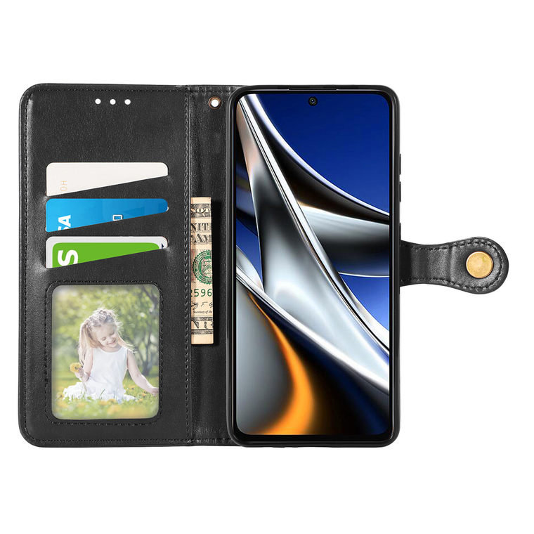 POCO M4 Pro Wallets Folio Flip Rivet Magnetic Synthetic Leather Card Holder Folding Stand Phone Case