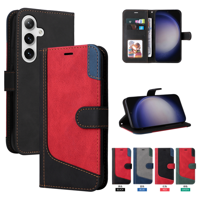 Synthetic Leather Wallets Folio Flip Card Holder Two Tone S24, S24 Plus, S24 Ultra, S23, S23 Plus, S23 Ultra, S22, S22 Plus