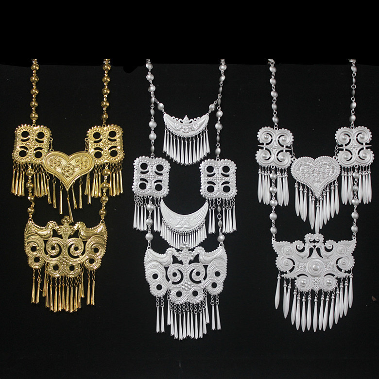 New Yi Ethnic Clothing for Women, Traditional Bride Outfit from Liangshan, Stage Costume, Slimming Large Skirt, Ethnic Minority Silver Jewelry Necklace