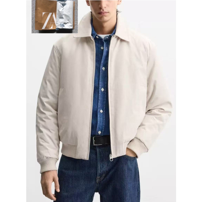 Za2024 Autumn/Winter New Men's Tech Fabric Zipper Cotton Jacket Bomber Jacket Cool and Handsome 3918621