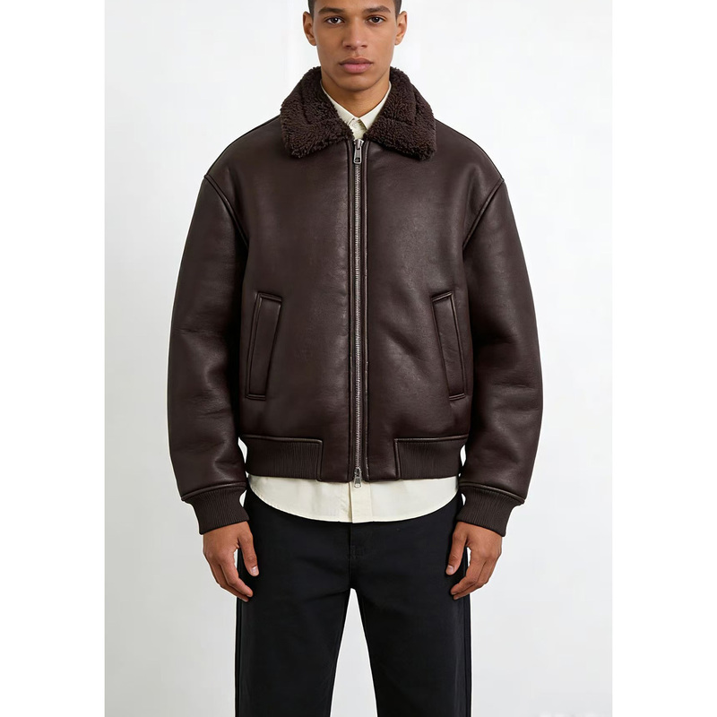 Hm&Zr New Autumn and Winter Men's Clothing Loose Double-Sided Leather Effect Jacket Cool and Trendy 0155160 681 Hm&Zr New Autumn and Winter Men's Clothing Loose Double-Sided Leather Effect Jacket Cool and Trendy 0155160 681