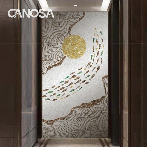 Натуральная оболочка Абстрактная рыбная линия вода мозаичная крыльцо Фоновое фоновое фоновое