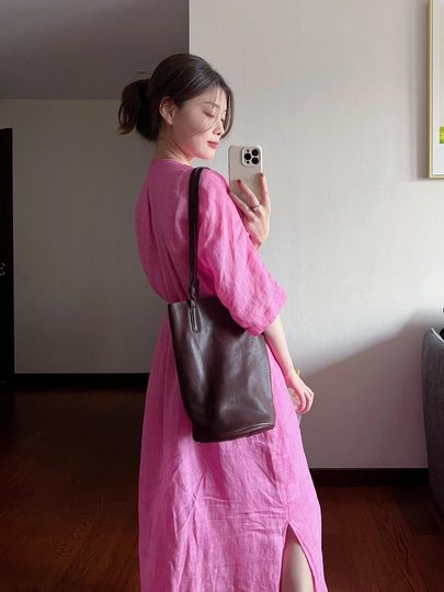 Marque retirée vêtements pour femmes comptoir coton et lin chemise rayée cardigan ramie robe été français col en v jupe longue