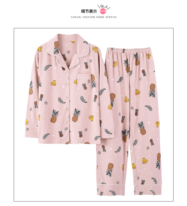Bộ đồ ngủ nữ dài tay cotton mùa xuân và mùa thu cardigan ngọt ngào phần mỏng set đồ mùa thu nữ tháng nhà có thể mặc bên ngoài kiểu đồ bộ