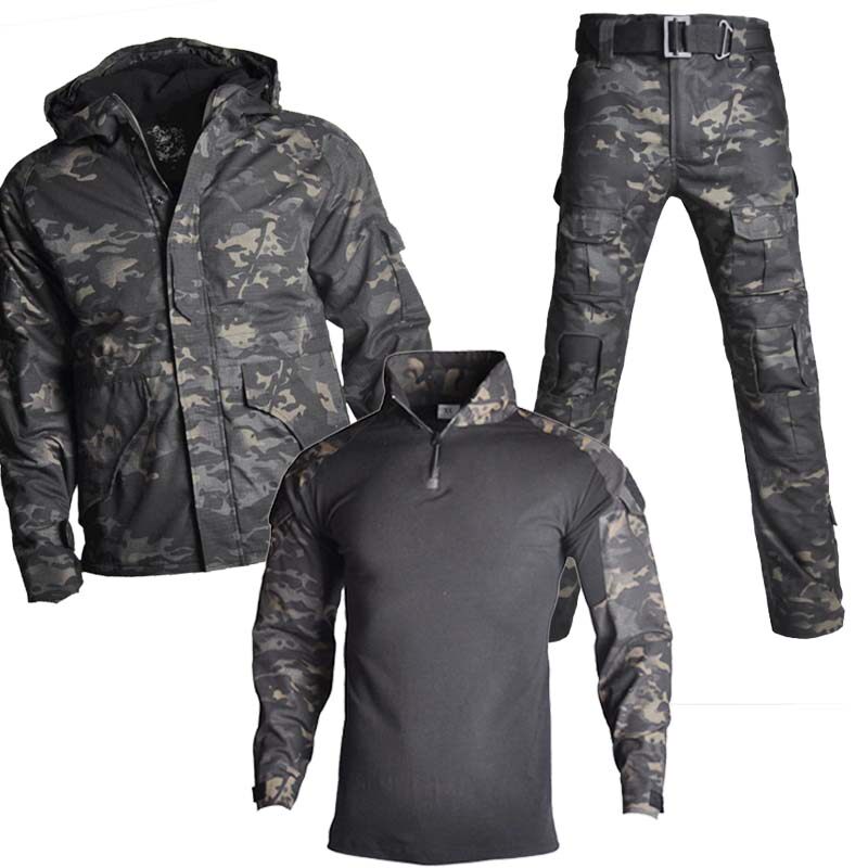 Outdoor python camouflage suit men winter thickening tactical sub-coat three-piece suit plus navy camouflage camouflage camouflage clothing