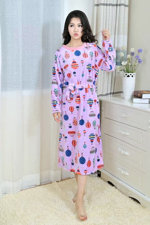 Mùa thu và mùa đông dễ thương nhung nhung váy ngủ cộng với tay áo dài flannel áo choàng ấm áo tắm lỏng đồ ngủ phụ nữ dày đồ ngủ gợi cảm