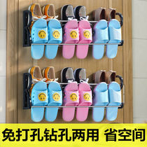 Bathroom slippers rack Easy doorway Home Good-looking Multilayer Contained Deviner Wall-mounted Door Rear Shoe Rack Free of punch