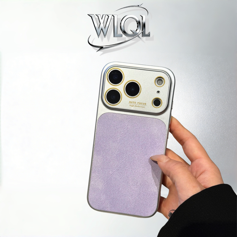 [Wlql Mobile Phone Case Specialty Store] New Denim Fabric Case Suitable for Apple 17 Pro Max, iPhone 16 Purple Retro Style 16 Pro Max Protective Cover, Couple's Full-Cover Anti-Drop Case for 15P
