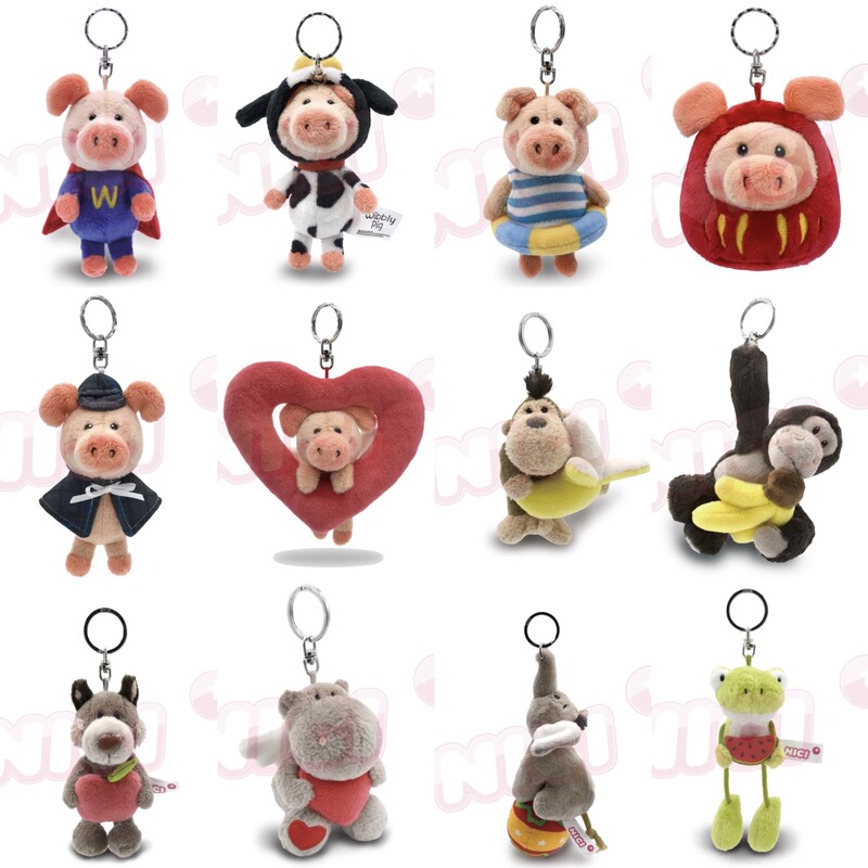 Nici Taiwan Limited Edition Piggy Wibby Swimming Ring Daruma Sherlock Pig Cow Woody Wolf Banana Orangutan Keychain