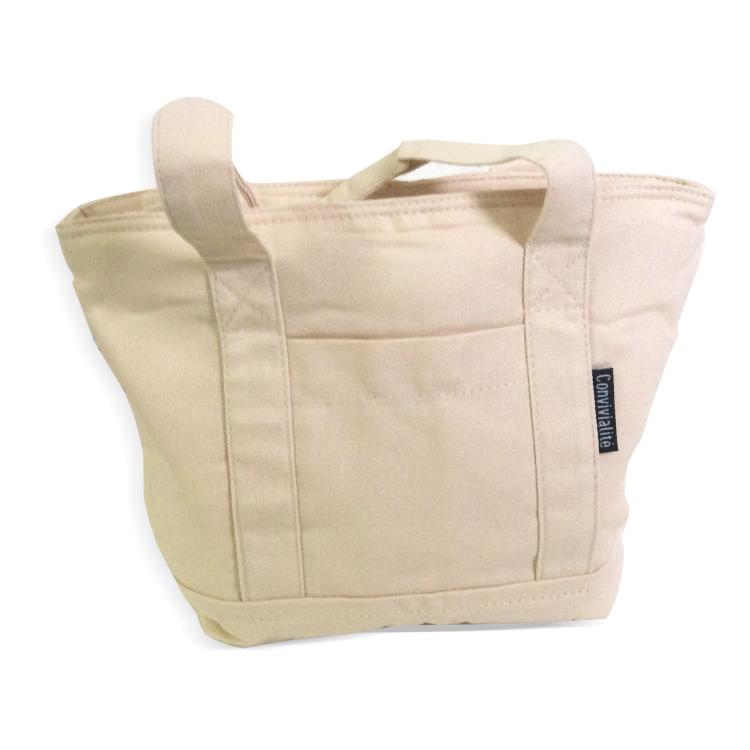 Export to Japan simple solid color beige thickened canvas portable lunch bag lunch box bag with zipper