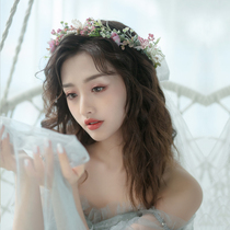  Bridal forest wreath head flower elf bow veil super fairy long hair accessories childrens beautiful little flower girl headdress