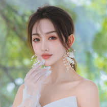  Bridal handmade earrings super fairy quality golden lily of the valley flower face small beautiful daily dress wedding wedding earrings