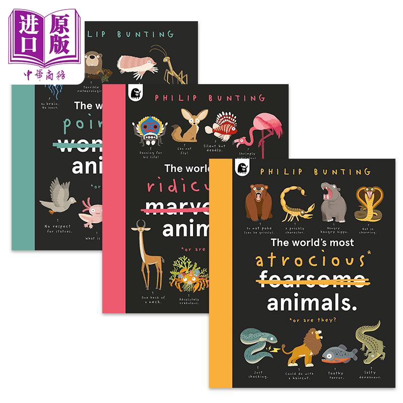 Philip Bunting the Worlds Most Brutal, Ridiculous, and Useless Animals Children's Science Picture Book Set of 3 the Worlds Most Animals Knowledge Picture Book English Original Edition [Zhongshang Original Edition]