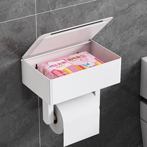 Punch Free Bathroom Tissue Box White Stainless Steel Hand Wipe Toilet Wipe Box Home Waterproof Roll Paper Drawer Holder