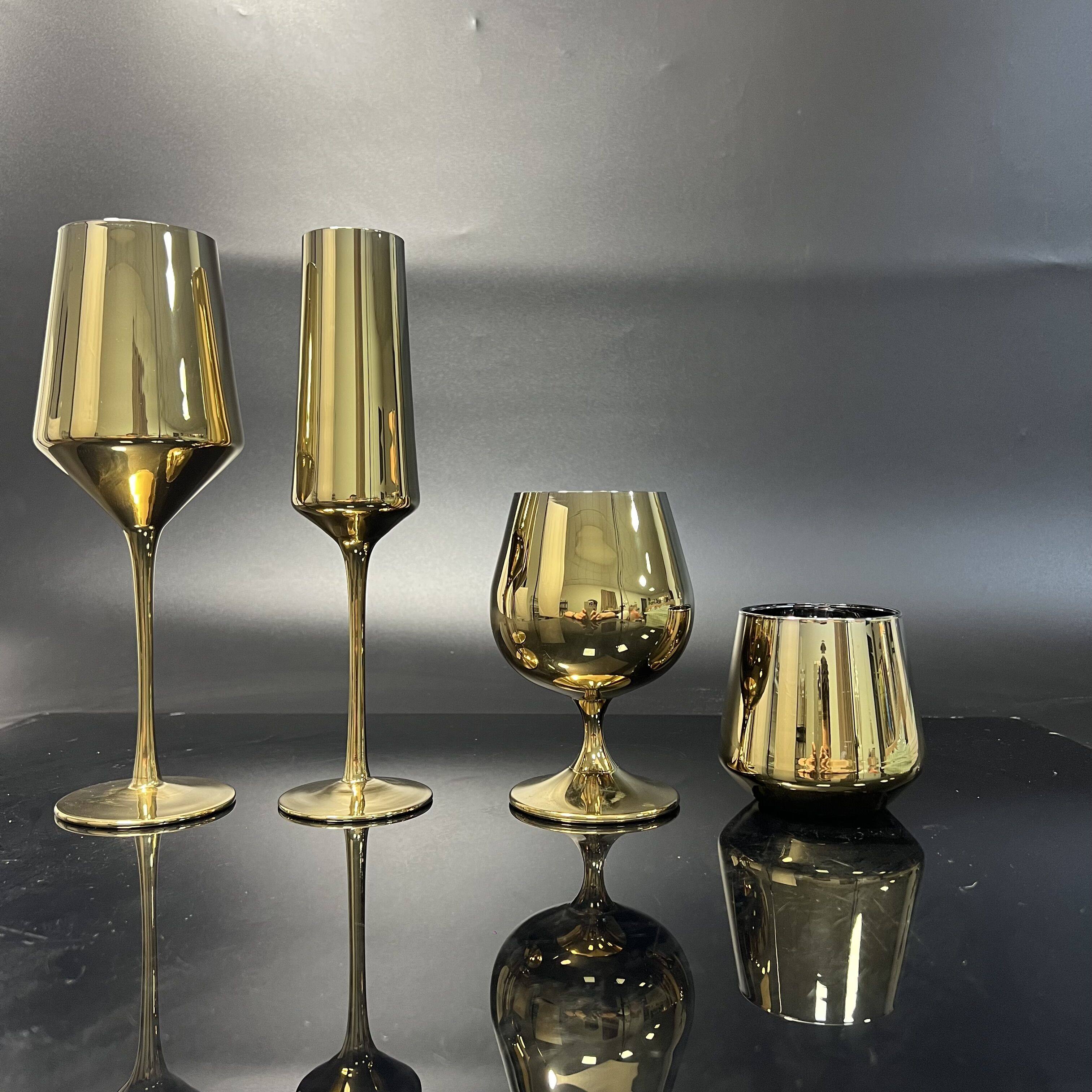 金色電鍍酒杯私人訂製 宮廷風VIP專屬香檳杯 歐式紅酒杯具