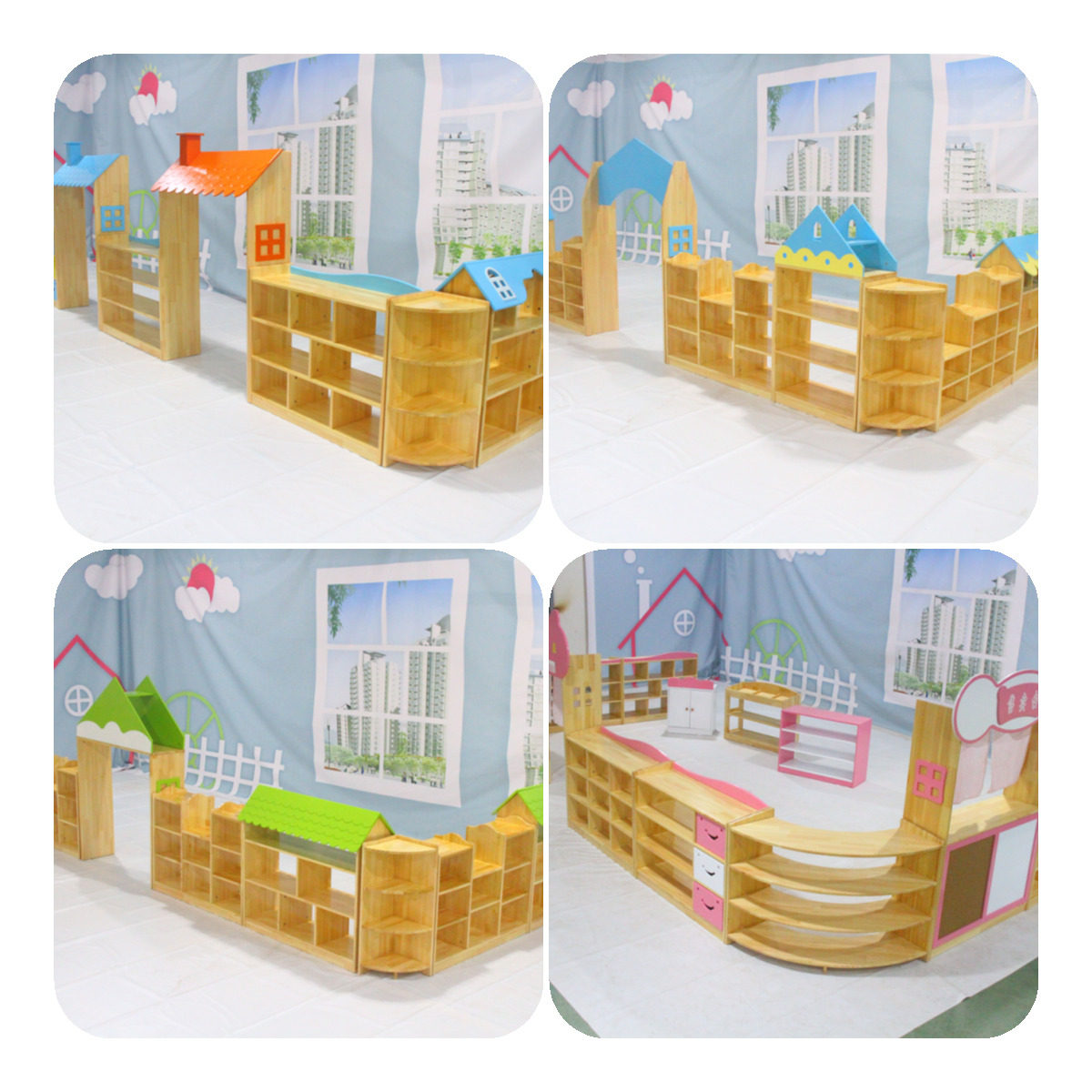 Kindergarten cabinet children's storage cabinet solid wood toy cabinet storage storage combination area corner cabinet Montessori combination cabinet