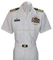 837-(SPOT) US NAVY US NAVY WHITE UNIFORM NON-COMMISSIONED OFFICER version SHORT-sleeved SHIRT SIZE SR