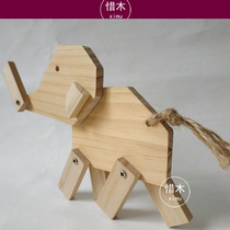 Small Elephant Material Bag Toys Puzzle White Blank Handmade Diy Children Woodworking Semi-finished Creators Educationwood Playism