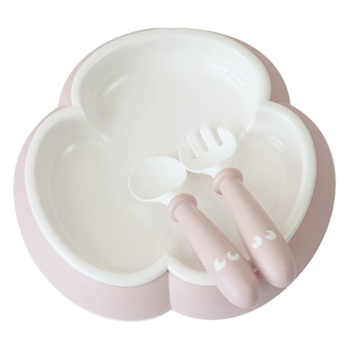 babybjorn Детская обеденная тарелка, ложка, посуда для еды, нескользящий розовый набор