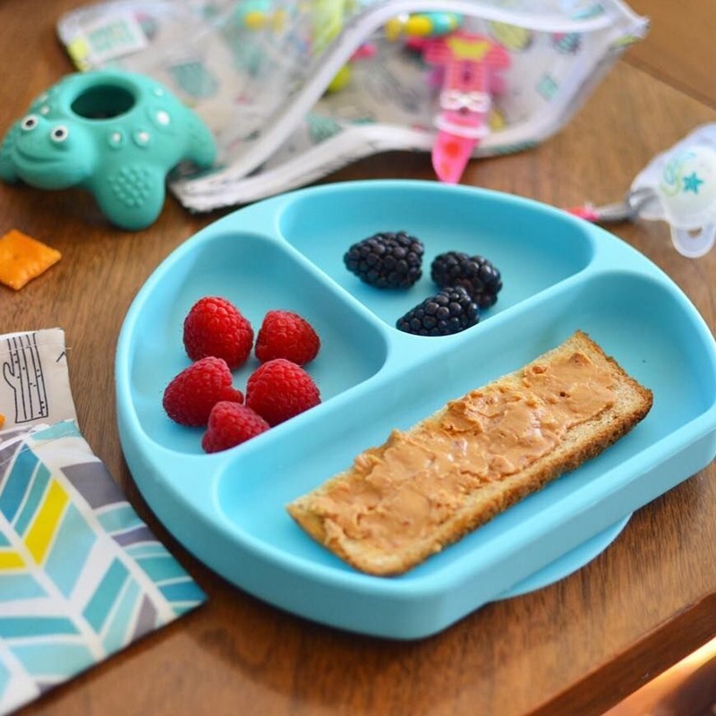 American Bumkins full silicone grid Baby Baby Baby plate suction cup non-staple food bowl anti-drop non-slip Rice Bowl