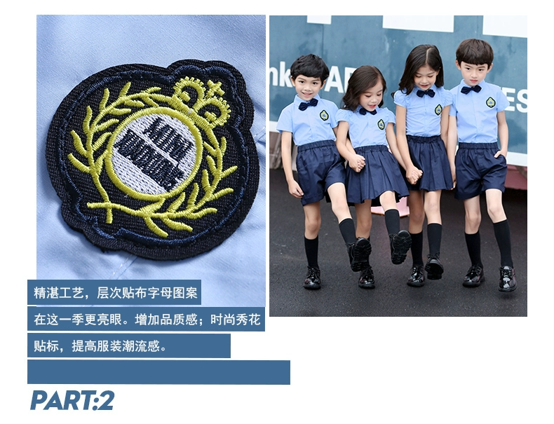 Dịch vụ làm vườn mẫu giáo Mùa hè ngắn tay Set British College Wind Dịch vụ lớp học Tốt nghiệp Ảnh Quần áo Đồng phục trường tiểu học - Đồng phục trường học / tùy chỉnh thực hiện