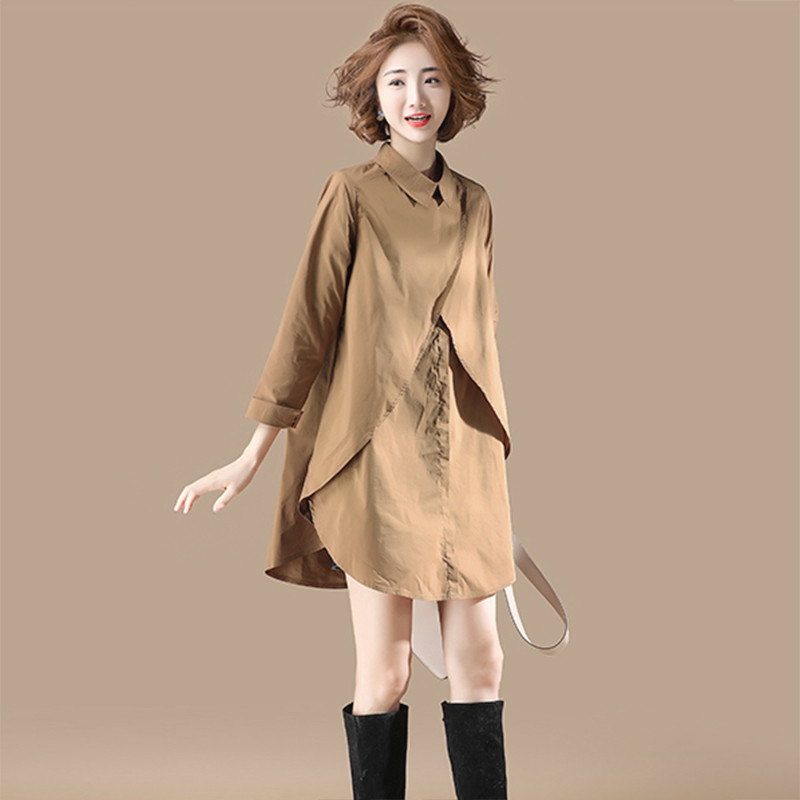 Đầm suông nhẹ tay sang trọng sơ mi mùa thu 2018 mới dài tay dài phần Han Fan size rộng áo rộng nữ sơ mi dài tay họa tiết nữ