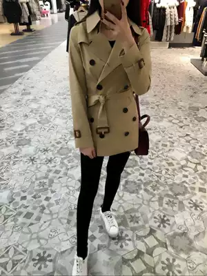Wait for the wind to come ~ Fei Qian 2021 spring new double-breasted waist slim khaki short version of windbreaker coat coat women