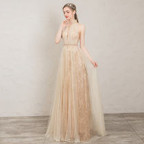  Sexy evening dress female 2021 new long birthday party banquet annual meeting temperament thin toast dress dress skirt