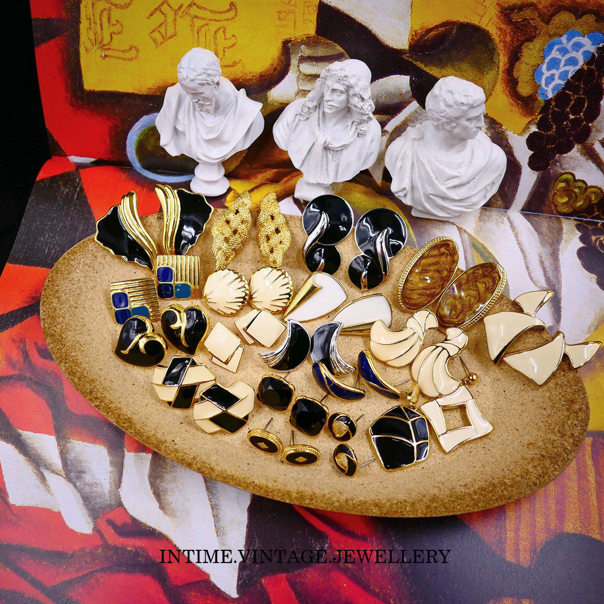 Western Antique Vintage Vintage American Medieval Jewelry TRIHARI Cuiffany enamel Engraving Delicate Ear Needles