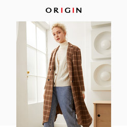 ORIGIN/An Ruijing fashion temperament plaid coat women's winter new niche design coat ຍາວ