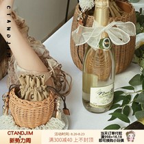 CTANDJIM Castle Hostess Pearl Portable Basket Bag Heavy Pearl Woven Basket Bag