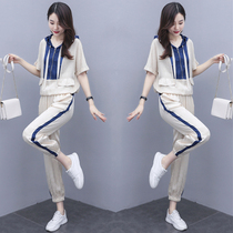 Fashion Suit Pants Women Summer Dress 2022 New Womens Clothing Slimmer Ocean Casual Two Sets Bungling Pants Suit