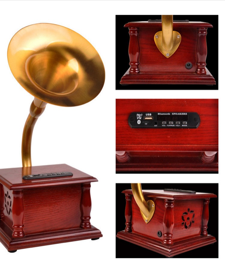 Rain Lane phonograph đồ trang trí nhà sản xuất retro đồng nguyên chất Châu Âu cổ điển máy tính để bàn sáng tạo mô hình quà tặng loa Bluetooth 	đầu đĩa than cũ	
