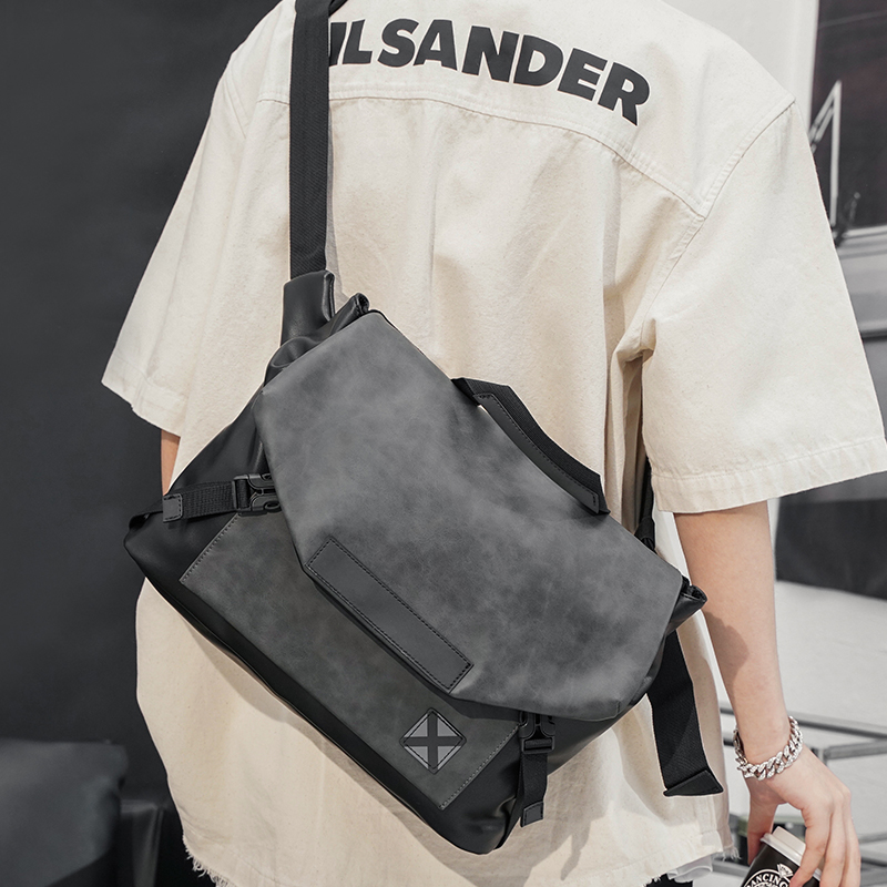 Single shoulder bag Men's brief Casual Large Capacity Diagonal Satchel Wave Han Edition Leather Men's Bag Fashion Business Handbag