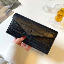 New genuine leather wallet for women long large-capacity fashionable clutch bag crocodile pattern soft leather multifunctional envelope clip trendy