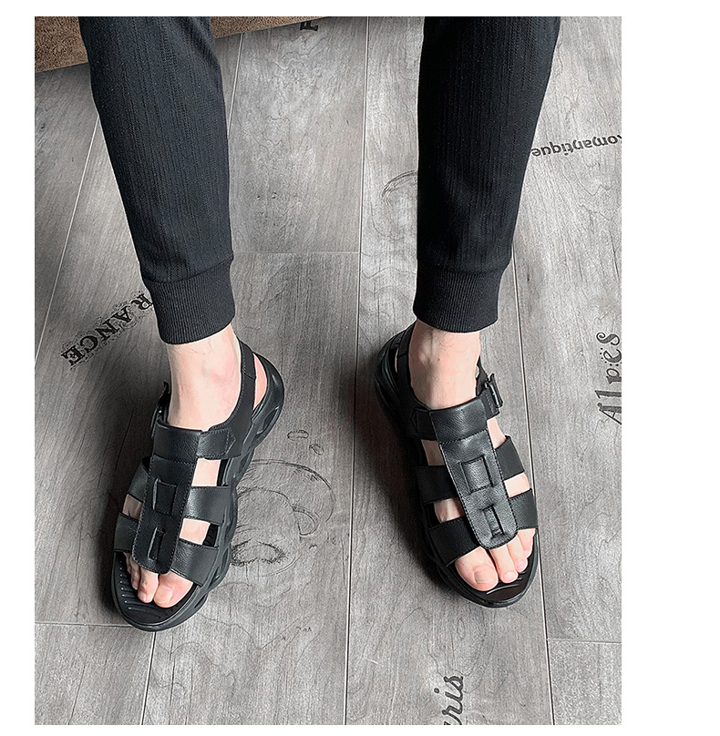 Châu Âu và Hoa Kỳ 2019 mới dép da mùa hè nam giảm xóc rỗng giảm xóc thay thế giày muffin mang dép thể thao cao - Sandal giày mọi nam