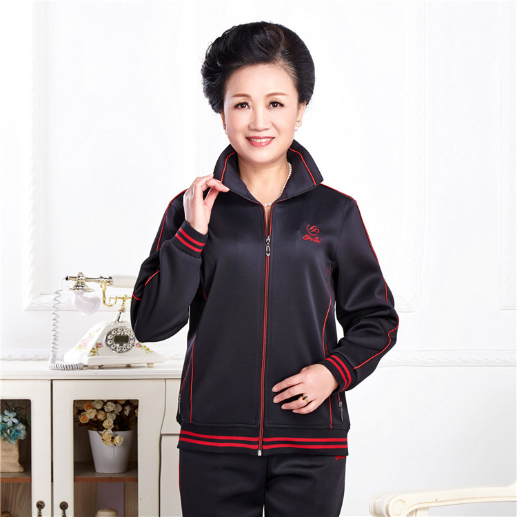 Bộ đồ thể thao mùa thu cho phụ nữ trung niên và người cao tuổi cộng với phân bón để tăng chiếc áo len hai dây của mẹ bầu áo kiểu nữ trung niên