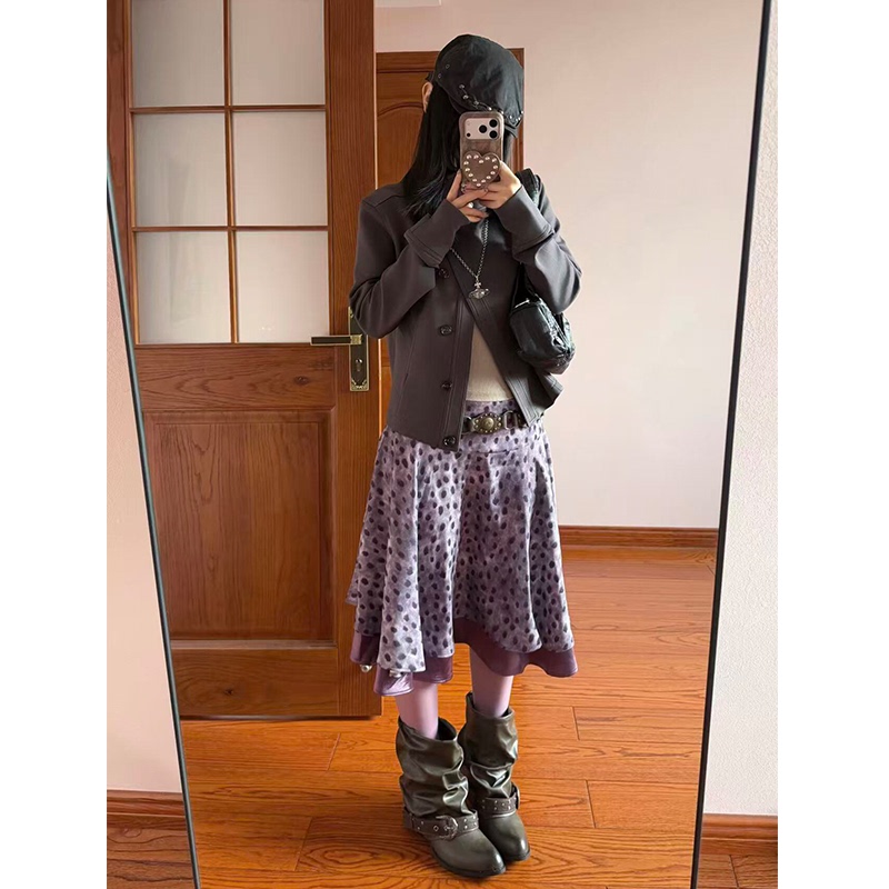Design-Inspired Niche Double-Layered Satin Skirt for Women, 2026 New Summer Slimming High-Waisted Polka Dot Short Skirt for Women