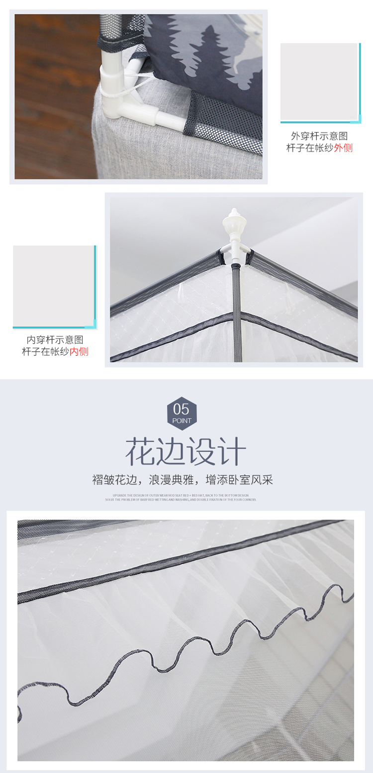 Cửa lưới chống muỗi chống bụi đậm đặc hộ gia đình đơn giản 1,8m giường 1,5m giường trẻ em trẻ em thả 1,2m giường - Lưới chống muỗi mùng khung đẹp