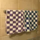Клетчатое полотенце для шахмата фиолетовое белое+синий белый