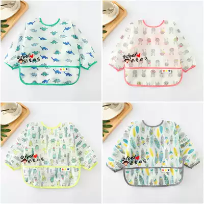 Thin baby blouse Waterproof baby children's anti-dressing blouse Eating clothes Painting clothes bib