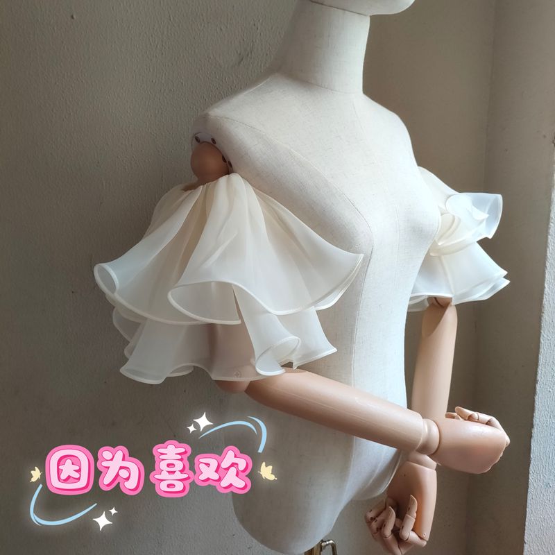 New Wedding Dress Sleeves, White Satin, European Satin Ruffles, Elastic Arm-Covering Fake Sleeves New Wedding Dress Sleeves, White Satin, European Satin Ruffles, Elastic Arm-Covering Fake Sleeves