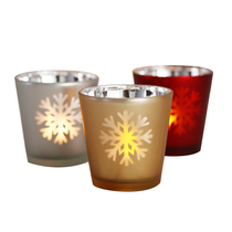 Glass candle holder decorations matte silver bottom cup warm atmosphere Christmas Christmas