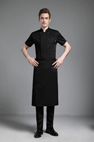 Черный хлопковый фартук, короткий рукав