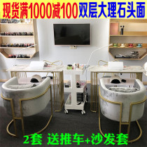 ins Nordic marble Net red nail table iron art single double nail table nail salon table and chair set